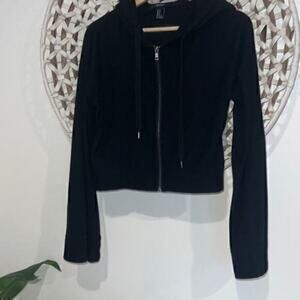 Forever 21 black full zip hooded sweatshirt size small